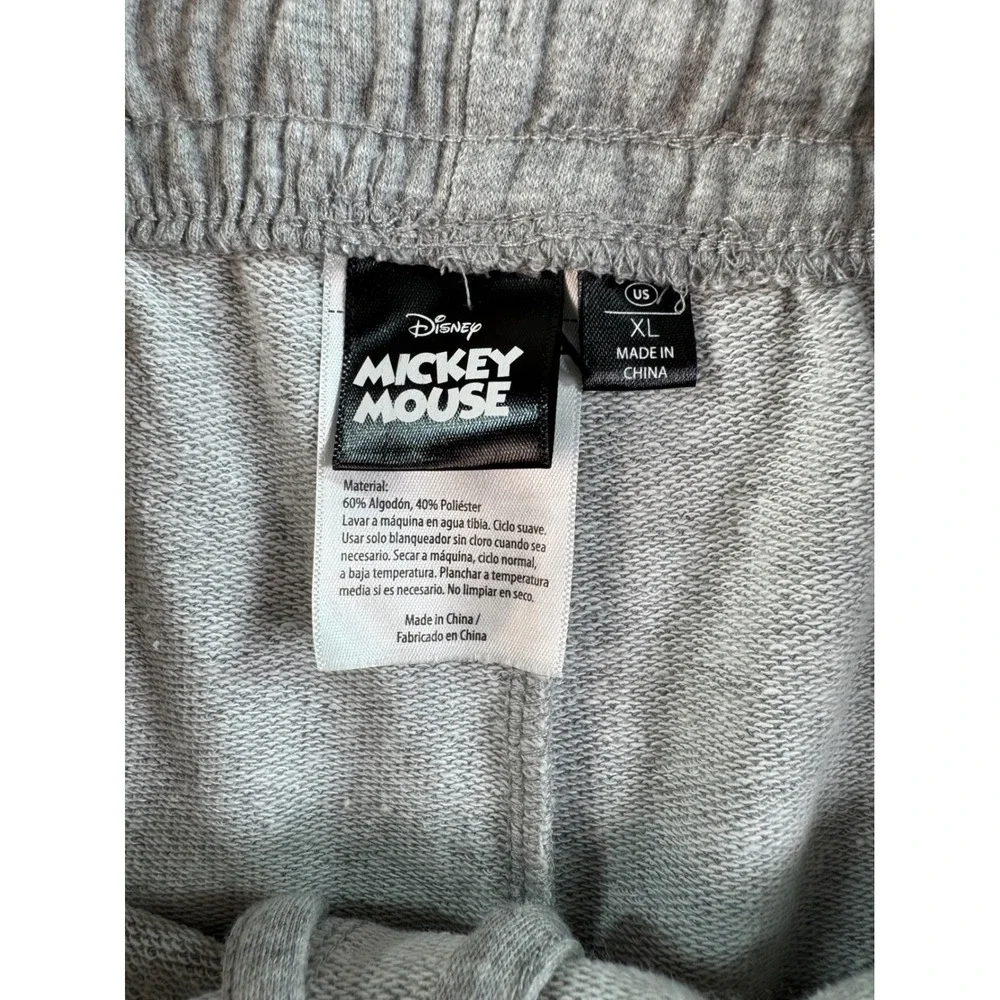 Disney Mickey Mouse Heather Gray Lounge Shorts Women XL Green Embroidered Logo